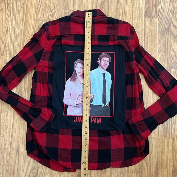 The Office Jim & Pam Flannel Shirt upcycled one of a kind unisex small - Picture 3 of 4
